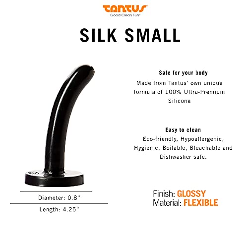Tantus Sex/Adult Toys Silk Dildo - 100% Ultra-Premium Glossy Flexible Silicone Dilators For Anal, Vaginal, Beginners, Men, Women - Small, Black #TOP4