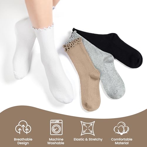 RockDove Women's Set Original Two-Tone Memory Foam Slipper (Size 7-8 US Women, Light Grey/Red) & Lettuce Trim All-Season Socks4