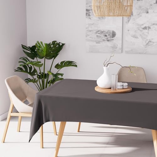 Soleil d'ocre - Soleil d'ocre, Alix Nappe Rectangle Anti-tâches, Polyester, Gris, 140x300 cm