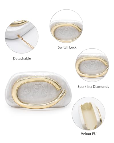 Image of Evening Clutch Purse for Women, PU Leather Wedding Guest Clutch Metal Chain Shoulder Bag, Crossbody Purse