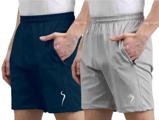 Mahira Hosiery Pack of 2 Men’s Solid Sports Shorts | Multicolor Lycra Regular Fit Gym Running Casual Half Pants-picture-21