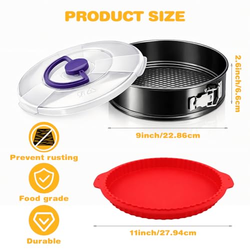 Tmzczz 9 Inch Springform Cheesecake Pan with Lid and Protector Leakproof Spring Form Pan for Nonstick Cheesecake Travel Friendly Carbon Steel Bakeware for Pie Cake Pizza (9 inch) by Tmzczz - Image 2