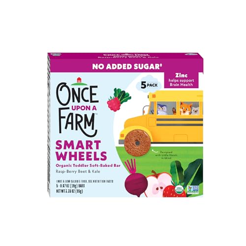 Once Upon a Farm Organic Smart Wheels Toddler Bar, Rasp-Berry & Kale, 5ct