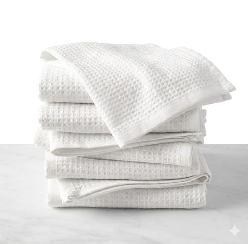 Towland Waffle Weave Fingertip Towel Sets Size 11x18 100% Natural Cotton Quick Dry Soft Luxurious Highly Absorbent Small Face Towel No Lint Fade Resistant (White 4)