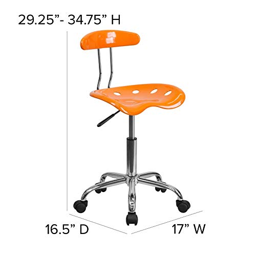 Flash Furniture Vibrant Orange And Chrome Swivel Task Office Chair With Tractor Seat #TOP2