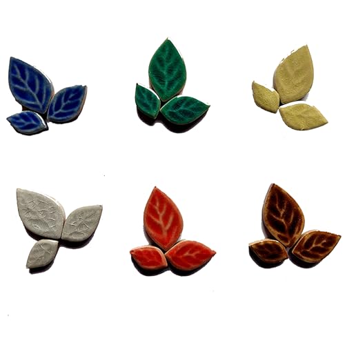 Glazed Ceramic Mosaic Tiles for Crafts, 1.1lb Leaf Petal Tiles for Mosaic Crafts, Assorted Porcelain Ceramic Tiles for Mosaic Making Kits Art Projects and Outdoor Decorations