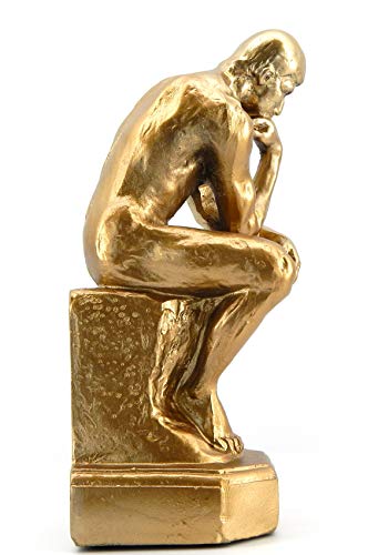 Bellaa 25587 The Thinker Statue Auguste Rodin Paris Thinking Man Fine Art Vintage Replica Museum Sculpture Figurine Farmhouse Boho Home Decor Bronze Golden 9 Inch #TOP2