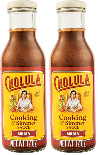 Cholula Cooking & Simmer Sauce, Birria, For Birria Tacos, Slow-Cooked Beef, Stew, Quesadillas and More, 12 fl oz (Pack of 2)