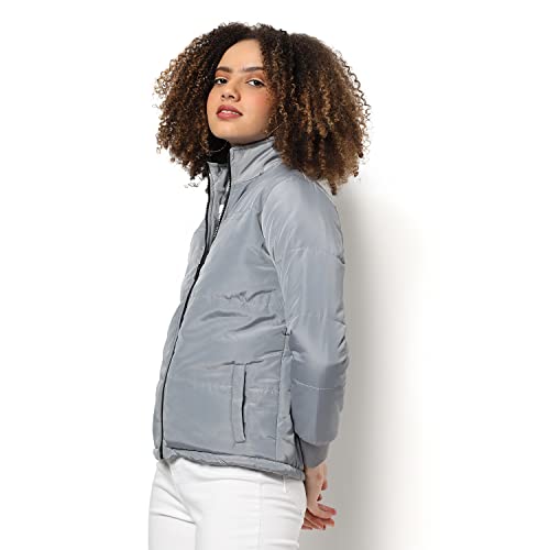 Image of PINACOLADA Women's Puffer Regular Fit Bomber Jacket For Winter Wear | Standing Collar | Full Sleeve | Zipper | Casual Jacket For Woman & Girl | Western Stylish Jacket For Women
