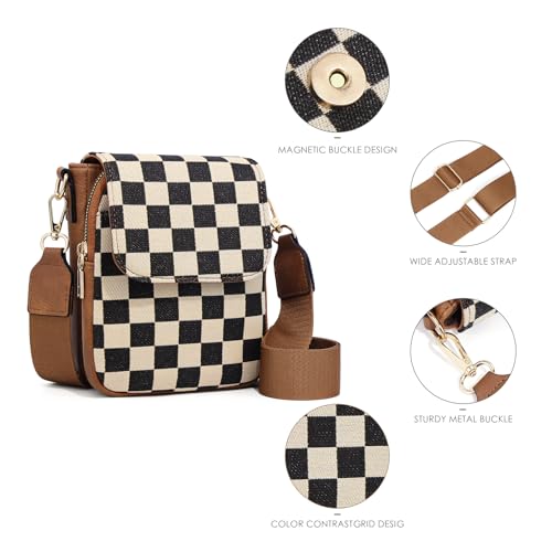Image of Sling Bag Crossbody Bags For Women Plaid Striped Fanny Packs Chest Bag for Work Shopping