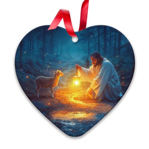 Baptism Gifts for Boys or Girl,Christmas Ornaments for Christmas Tree Decorations Jesus and Lamb Birthday Gift for Women Christian Gifts for Women C-319