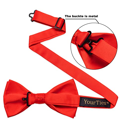 Image of YourTies Bow Ties for Men Pretied Bowties Solid Color Satin Bow Tie Formal Business Tuxedo Wedding Party Prom