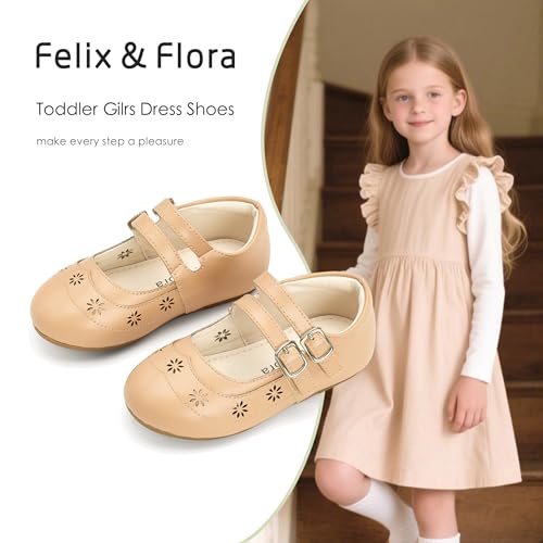 Image of Felix & Flora Toddler Flower Girl Dress Shoes - Baby Girl Ballet Mary Jane Flats for Party School Wedding