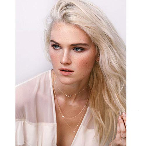 Preisvergleich Produktbild Jovono Boho Mehrschichtige Halsketten Perlenkette Modekette Schmuck für Frauen und Mädchen (Gold)