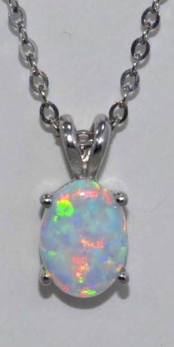 Miniatura 4 de Imitación Opal Oval Stud arete y Colgante de plata de ley 925rodio Acabado