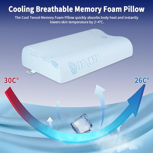 Cervical Bed Pillows for Sleeping, Cooling Memory Foam Neck Pillow for Bed — view 4