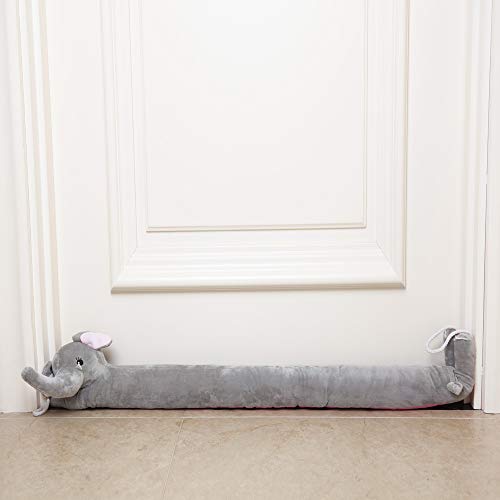 TRUEDAYS 37' Door Draft Stopper Elephant Heavy Duty Seal Door Window Noise Air Stopper with Hanging Cord-Keep Heat or Cool Air Indoors