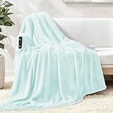 Exclusivo Mezcla Plush Fuzzy Fleece Throw Blanket Extra Large, Super Soft, Fluffy and Warm Blankets for Couch, Bed, All Season (Mint Green, 50x70 inches)