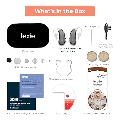 Lexie Lumen Self-Fitting OTC Hearing Aids - Bluetooth Enabled with Invisible Fit, Directional Microphones, Smartphone App Control, Replaceable Batteries, for Mild to Moderate Hearing Loss (Black)