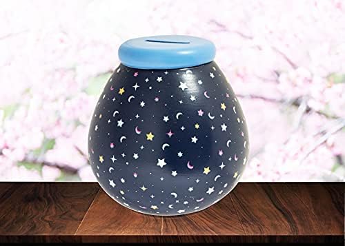 Pot of Dreams Box | Glow Coloured Money Pot | Break to Open Piggy Bank | Delightful Saving Jar or Keepsake for Kids or Nursery Room | Ceramic | Dark Blue, Multi, One Size