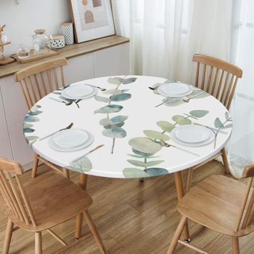 Nappe ronde eucalyptus lavable pour protéger la table des taches - 6