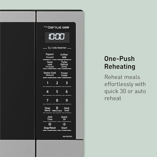 Panasonic NN-SN76LS 1.6 cu.ft Cyclonic Inverter Countertop Microwave Oven 1250Watt Power with Genius Sensor Cooking, 19.44"D x 21.88"W x 11.94"H, Stainless Steel view 8