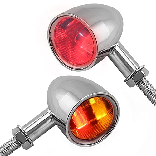 Fatecim 2X Motorcycle Led Bullet Turn Signal Lights Running Driving Lights Heavy Duty Motorbike Rear Blinkers Indicators For Bobber Harley Honda Yamaha Suzuki Kawasaki Cruiser Chopper Chrome #TOP29