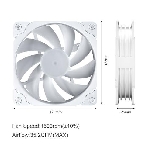 Vetroo 3-Pack Computer Case Fan 120mm Address RGB & PWM Cooling Fans High Performance with Controller Hub - White 1