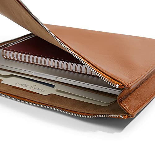 Leatherology Cognac Leatherolgy Zippered Document Holder With Interior Pocket For Tablet #TOP4