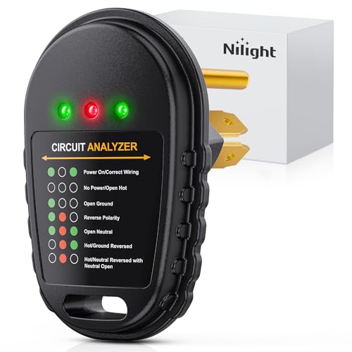 Nilight 30 AMP RV Circuit Tester 125V/3750W Analyzer Plug with LED Indicator Light Nema TT-30P ETL Listed Surge Protector Plugs for Camper Trailer by Nilight - Used condition - US$13.42