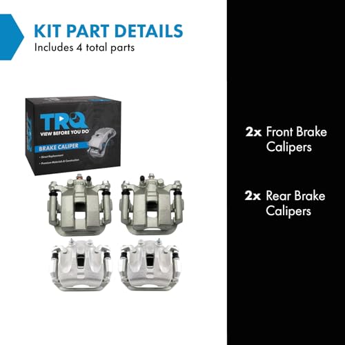 Image of TRQ Front and Rear Brake Caliper Set Zinc Coated Brackets Compatible with 2003-2007 Nissan Murano