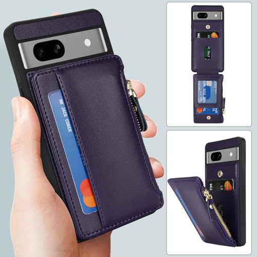 Image of Cavor for Google Pixel 7a Case Wallet with Card Holder, Purple