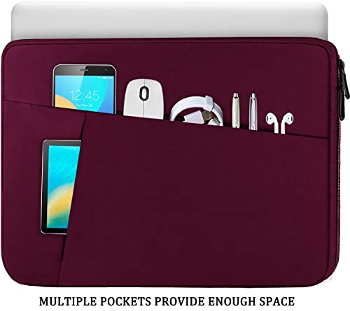 Image of Laptop Sleeve Bag 15.6 inch, BOOEUDI Durable Shockproof Protective Computer Carrying Cover with Front Pocket, Briefcase Handbags Laptop Sleeve Bag for 15.6 inch HP, Dell, Acer, Asus, Notebook, WineRed