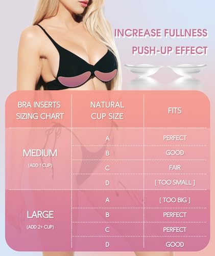 2 Pack Silicone Bra Inserts,Push Up Breasts Bra Pads Bust Enhancer Waterpoof Bra Suit for Bikini2