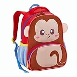 Mochila Infantil Creche Escolar Menina Menino Animais Passeio Escolinha de Costas (Macaco)