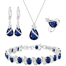 Wedding Jewelry Set for Women Gem Necklace Earrings Bracelet Luxury Jewelry Set Birthday Valentines Day Mothers Day Christmas Prom Jewelry Gift