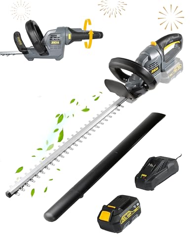 20'' Cordless Hedge Trimmer with 20V/4.0Ah Battery, Steel Blade & 180° Rotatable Head - Best Handheld Electric Trimmer Grass Shrub Pruning Cutter, Lightweight & Compact Hedge Shear for Garden, Lawn
