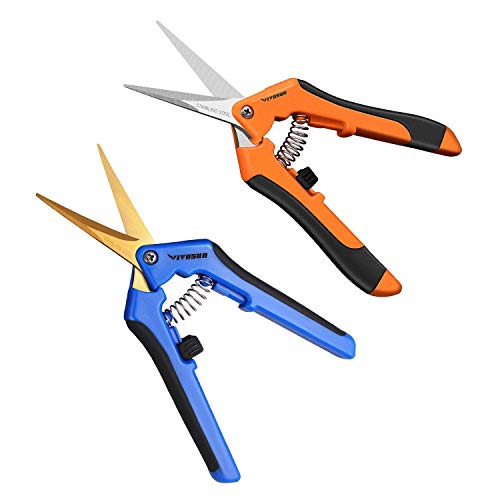VIVOSUN 1 Pack Gardening Hand Pruner with Curved Blade and 1 Pack Gardening Hand Pruner with Straight Blade