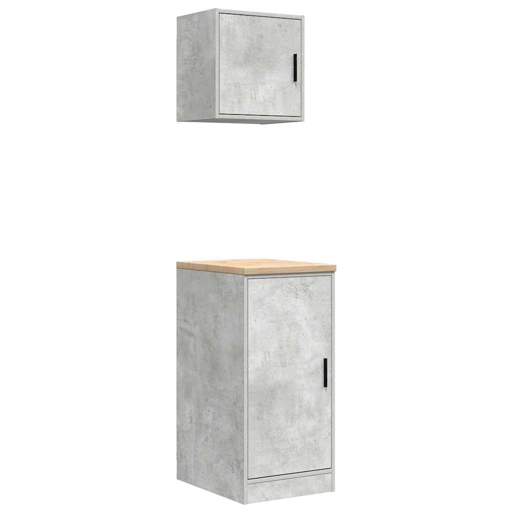 Armoires de Garage 2 pcs Gris béton Bois d'ingénierie,Entreprise & Industrie,Stockage Industriel,Armoires industrielles,28.45 kg-3328299