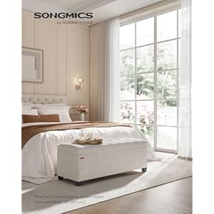 SONGMICS Velvet Storage Ottoman Bench, Foot Rest with Legs, 15.7 x 43 x 15.7 Inches, End of Bed Bench, Storage Chest, Load up to 660 lb, for Living Room, Bedroom, Entryway, Cream White ULSF089W01 SONGMICS Velvet Storage Ottoman Bench Foot Rest with Legs 157 x 43 x 157 Inches End of Bed Bench Storage Chest Load up to 660 lb for Living Room Bedroom Entryway Cream White ULSF089W01