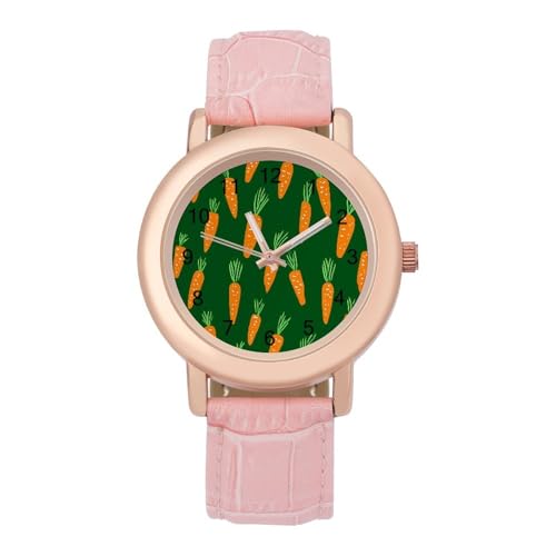 Image of Carrot Women's Custom Watch Fashion Soft Strap Wristwatches Gifts for Birthdays Valentine's Day