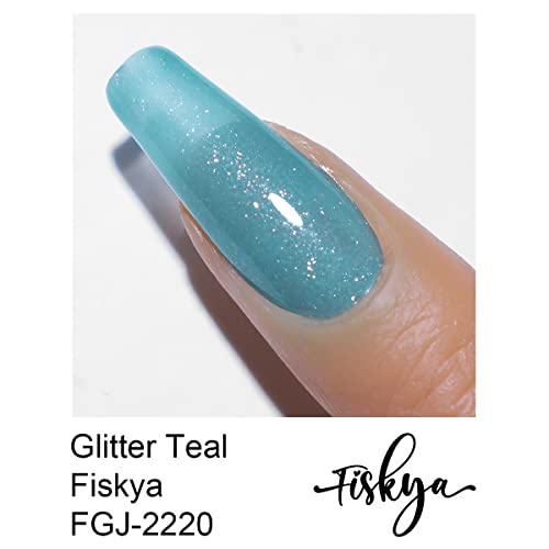 Fiskya Gel Nail Polish Glitter Teal Blue Color Soak Off Uv Led 10Ml Gel Polish Nail Art Diy Home Manicure #TOP3