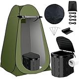 簡易トイレ 災害用 防災グッズ 携帯トイレ 非常用トイレ 折りたたみポータブルトイレ テント付き プライバシー保護 防災用品 車中泊 登山 キャンプ用 トイレテント 組立簡単 汚物袋12枚付き (Green)