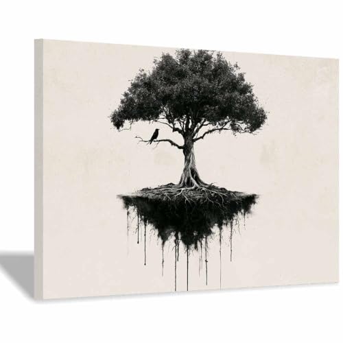 Tableau toile noir et blanc pour habiller un mur de salle de bain