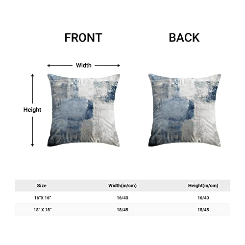 Navy Blue Grey Throw Pillows, Gray White Modern Abstract Art Painting Throw Pillows for Couch, Blue Pillow Covers 18x18 Inch 2 Pcs Square Cushion Cover Gift for Couch Sofa