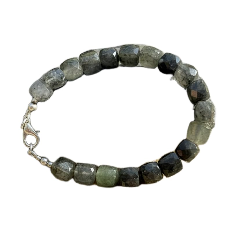 Bracelet rutile noire naturelle 7mm bijoux empilables facettés 18cm