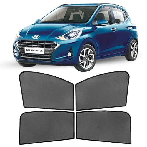 Image of Autostory Custom Fit Black Mesh Car Sunshade for i10 Nios 2019-2025 | UV & Heat Protection Car Window Curtains | Privacy Car Sun Shade | Breathable Vehicle Specific Side Window Shades