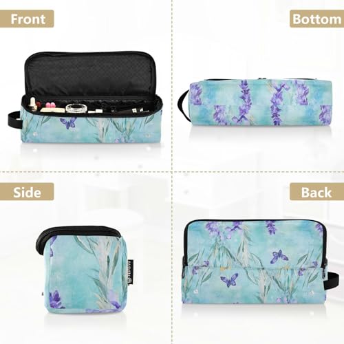 Bolsa de viaje resistente al calor para herramientas de cabello Rustic Lavender Turquoise con tapete resistente al calor impermeable miniatura 5