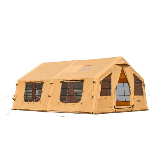 VEVOR Inflatable Camping Tent for 8-12 People | Quick Setup Luxury Glamping Tent with Hand Pump, 4 Seasons, Skylights, Stove Jack & Mesh Windows - Image 13