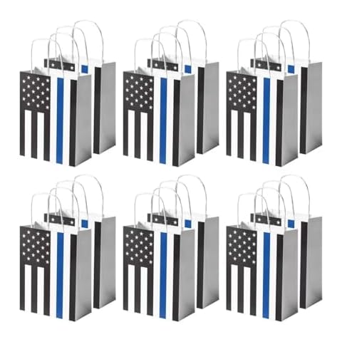 DodelyGz 12 Packs Police Officer Party Gift Bags,Police Graduation Party Retirement Party Birthday Party Favor Supplies,Police Appreciation Party Cover